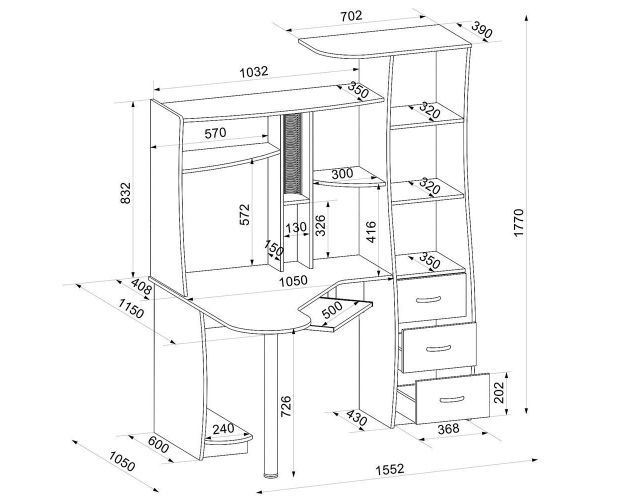 Стол комп Интел 9 (Ясень Шимо Темный/Ясень Шимо Светлый)