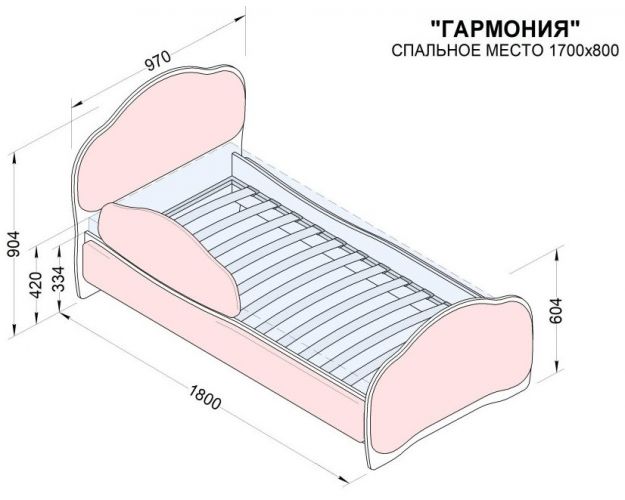 Кровать 170 Гармония 84 Ярко-голубой (мягкий бортик)