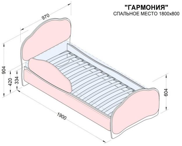 Кровать 180 Гармония 81 Фисташка (мягкий бортик)