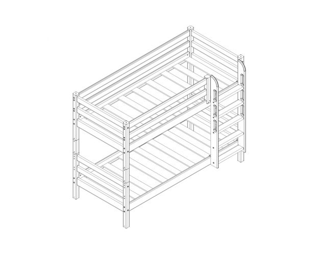 Кровать Соня вариант 11 низкая с прямой лестницей Белый полупрозрачный