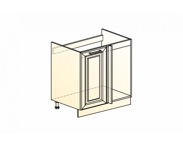 Монако Шкаф рабочий под мойку угл. L800 (1 дв. гл.) (Белый/Мрамор фицрой матовый)