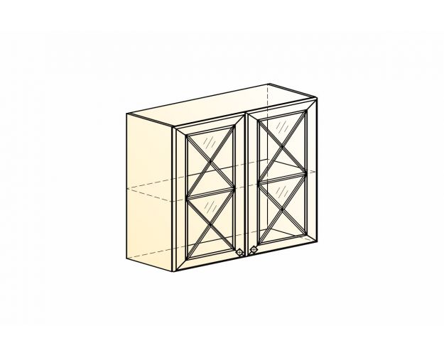 Мишель Шкаф навесной L800 Н720 (2 дв. крест.) (эмаль) (белый/серый)