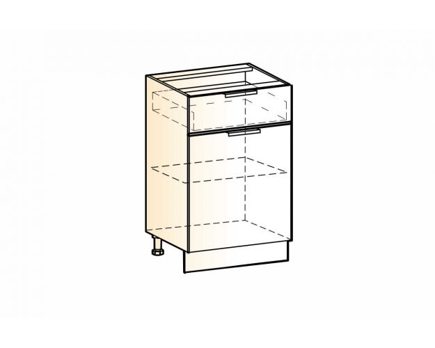 Стоун Шкаф рабочий L500 (1 дв. гл. 1 ящ.) (белый/грей софттач)