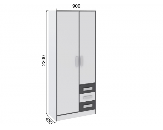 Шкаф универсальный Тэбби белый / графит серый