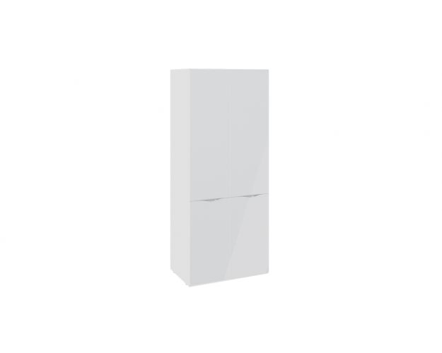 Шкаф для одежды с 2 дверями со стеклом «Глосс» (Белый глянец/Стекло )