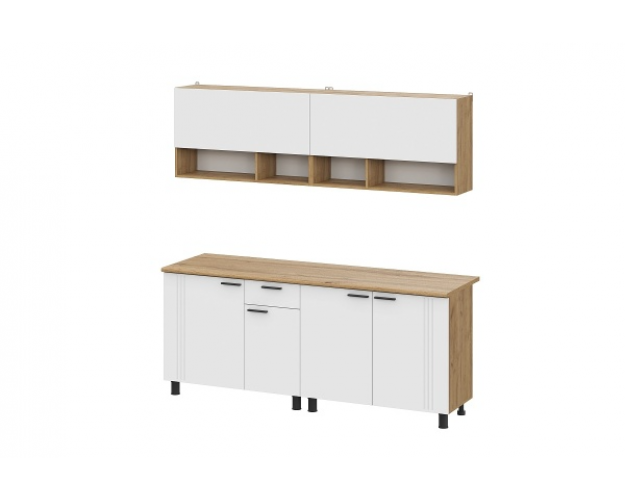 Кухонный гарнитур 2,0 Монако серия 2 дуб золотой / белый матовый