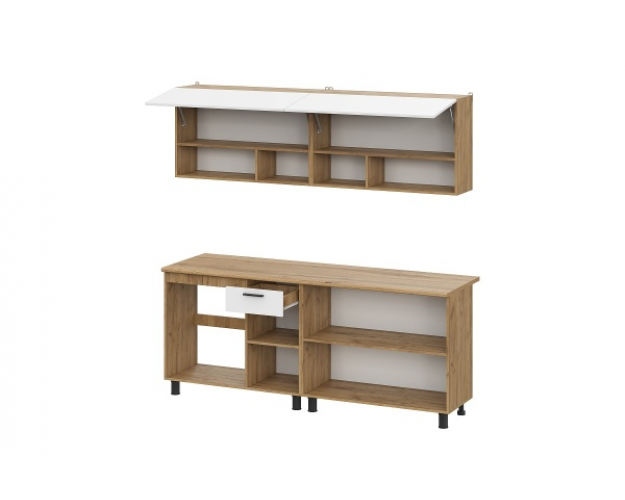 Кухонный гарнитур 2,0 Монако серия 2 дуб золотой / белый матовый